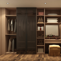 Ensemble de meubles de chambre à coucher personnalisé moderne en mélamine : armoire, commode, coffre de rangement et bureau
