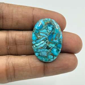¡Alta calidad 25.25Ct Natural Azul Cobre Turquesa Piedra preciosa suelta Personalizable Forma ovalada 30X21X4MM Suave Excelente valor! - Product Image 3