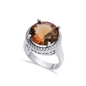 Classic Round Sultanite Cluster <b>Ring</b> Rhodium-Plated HAndmade Turkish <b>925</b> Sterling <b>Silver</b> Jewelry for Wholesale buyer - Product Image 1
