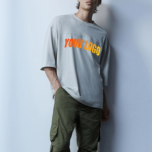 Alta calidad 260 GSM 100% algodón cuello redondo Camiseta logotipo bordado personalizado ropa informal estilo Hip Hop transpirable estampado hombres - Product Image 1