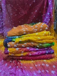 Stylish Indian Silk Women's Chunri Stole Bandhani Dupatta Tie Dye <b>Scarf</b> Casual Wedding Gift Wrap Multicolor for Ramadan Diwali - Product Image 3