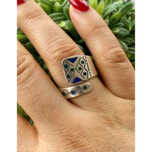 Raymond Begay 10th Size <b>Adjustable</b> Opal & Sterling Silver <b>Ring</b> Rose Gold Plated Invisible Setting 18K Inlay Perfect Gift for Her - Product Image 2