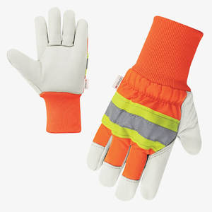 High Quality SkatIQ SG-3051 Cowhide Leather Insulated Safety <b>Gloves</b> <b>Knit</b> Wrist Anti-Slip Function High Visibility - Product Image 4