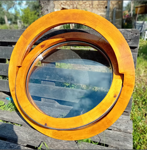 Fenêtre Ronde en Bois Faite à la Main, Décoration Murale Nautique Maritime sur Commande - Article de Haute Qualité - Product Image 1