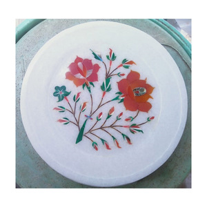 Hermoso trabajo de incrustaciones de mármol Makrana puro ecológico para siempre, tamaño pequeño, Color blanco, decoración del hogar del Hotel para fiestas y cenas - Product Image 1