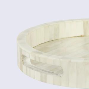 Bandeja para servir comida MDF de lujo hecha a mano con incrustaciones de hueso elegante Traya con incrustaciones de hueso - Product Image 2