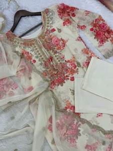 Robe Salwar Kameez Dupatta élégante pour femme en soie pure Banarasi, viscose et rayonne, style décontracté spécial afghan de Dubaï - Product Image 5