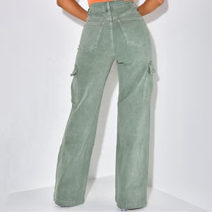 Pantalon en jean délavé unique pour femme, coupe régulière, taille mi-haute, vente chaude d'hiver, en coton, taille plus, style à devant plat - Product Image 6