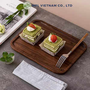 Bandeja de Servir de Madera de Nogal Negro Sólido de Lujo, Plato Decorativo Rectangular Elegante para Postres y Café - Product Image 2