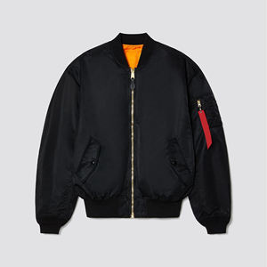 Chaqueta bomber de satén con cuello levantado personalizada al por mayor para hombre, chaqueta bomber de invierno de calle, ropa, chaquetas de moda - Product Image 2