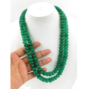 Collier de perles de citrouille d'émeraude colorée de Styles bohème, fait à la main, perles de beryl personnalisées, bijoux pour femmes et filles - Product Image 1