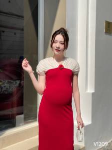 Robe de maternité d'été de haute qualité à manches courtes, tissu anti-rétrécissement et absorbant la transpiration, douce et confortable, ODM V1209 Vietnam - Product Image 6