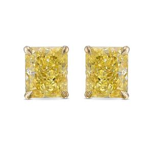 Amarillo Radiant Cut Lab Grown Diamond Solitaire Studs Diamond Pendiente 14K Yellow Gold Lab Diamond Screw Back Pendientes - Product Image 3