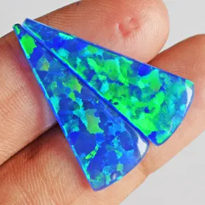 ต่างหูคู่โอปอลประกายสีฟ้าประกายสีเขียวประกายแวววาว8 CTW ขนาด30x12x2มม. คู่เครื่องประดับที่ดีทำอัญมณี - Product Image 1