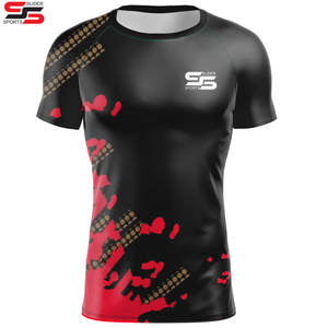 Sublimación de alta calidad Hombres Manga corta Baselayer Skins Performance Fit Compresión Maa Bjj Rash Guard - Product Image 4