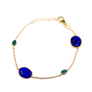Affordable Sterling <b>Silver</b> 925 Emerald Sapphire Gemstones <b>Adjustable</b> Classic Ladies Wear Link Chain <b>Bracelet</b> - Product Image 1