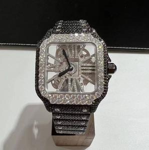 Automatique 39mm Squelette Hip Hop Bling Buste Montre Moissanite Diamant Entièrement Glacé 46mm Carré Mode Quartz Ronda 5mm Pointeur - Product Image 2