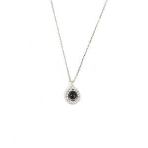 Pendentif en argent sterling 925 en forme de goutte d'eau avec pierre d'onyx blanche sertie en clos, motif de dessin animé en or rose, pendentif breloque - Product Image 2