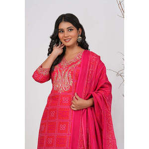 Hand Drawn Cotton Embroidered <b>Chikankari</b> <b>Kurta</b> Set Heavy Pakistani Indian Style 3-Piece Salwar Kameez for Party Wear Reyon - Product Image 5