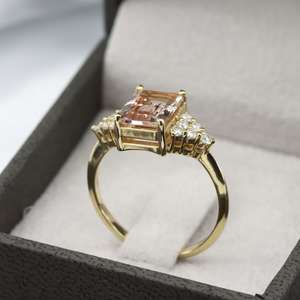 Heirloom Quality 14k Solid Gold Morganite With Diamond Wedding <b>Ring</b> Jewelry <b>Ring</b> Unique Eternity <b>Ring</b> for <b>Girls</b> Drop Shipping - Product Image 3