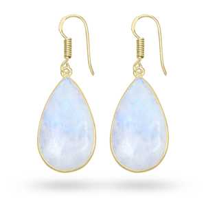 Bijoux pour femmes tendance, boucles d'oreilles pendantes en pierre de lune synthétique arc-en-ciel, bijoux en laiton plaqué or 18 carats, vente en gros 2026 - Product Image 1
