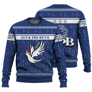 ZPhiB 1920 Zeta Phi Beta azul blanco suéter hermandad de punto Chenille letras vida griega Divine Nine ropa Premium - Product Image 3