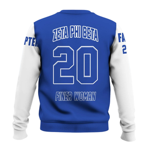 Sweat-shirt à col rond bleu d'hiver pour femmes de la sororité Zeta Phi Beta, lettres grecques brodées sur le devant, vêtements 100% coton - Product Image 2