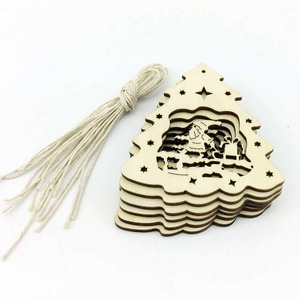 เครื่องประดับต้นคริสต์มาสทำด้วยมือทำจากไม้ตกแต่งเกล็ดหิมะพร้อมเชือกป่านและลูกปัดไม้สำหรับตกแต่งปาร์ตี้วันหยุด - Product Image 3