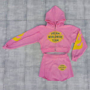 Conjunto Deportivo de 2 Piezas para Mujer, Sudadera Corta con Capucha y Pantalones Cortos, 100% Algodón, Estilo Urbano, para Invierno - Product Image 1