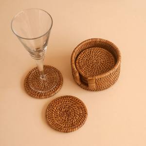 Creative Natural Woven Rattan Coasters <b>Placemats</b> <b>Wicker</b> Sea Grass Coasters Heat Resistant <b>Placemats</b> Table Pad Wholesale - Product Image 4