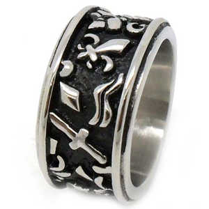 Anillo de Acero Inoxidable para Hombre, Diseño Vintage con Incrustaciones en Plata y Oro, Joyería Moderna Geométrica Principalmente de Aleación - HS29 - Product Image 5
