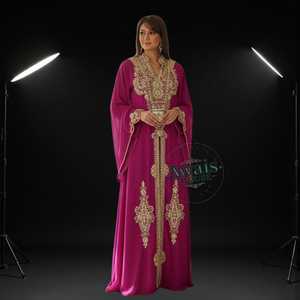 Vente en gros AWAIS HOUSE Robe de mariée musulmane traditionnelle légère faite à la main avec des paillettes et des perles, taille plus, kaftan abaya Dubaï long - Product Image 4