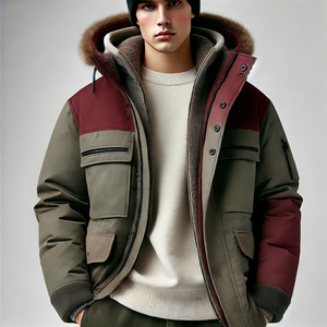 High Quality <b>Men's</b> Winter Parka Thick Warm Reversible Windproof Casual Outerwear Waterproof <b>Fur</b> <b>Hood</b> Breathable Jacket Medium - Product Image 3