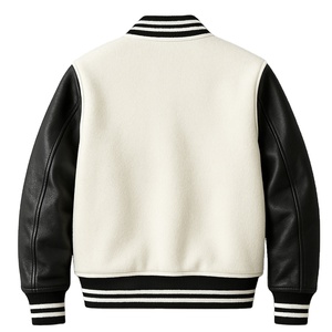 แจ็คเก็ตวาร์ซิตี้พรีเมียมแบบสั่งทำพิเศษสำหรับผู้ชาย แขนหนัง แต่งลายปักโลโก้ แจ็คเก็ตเบสบอล ขายส่ง - Product Image 2