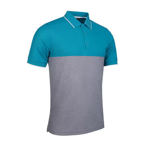 Chemises de golf décontractées pour hommes, personnalisées, en tricot de spandex/coton, à séchage rapide, à manches courtes, avec boutons sur le devant, position du logo sur le devant, service OEM - Product Image 1