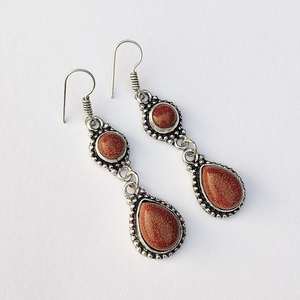 Pendientes de Piedras Preciosas Goldstone, Plata 925, Cristal, Estilo Boho, Hechos a Mano, de Lujo, para Boda y Fiesta, Regalo para Ella - Product Image 4