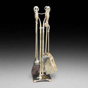 Fireplace Tool Set Black Iron Fire Place Tool Set with <b>Log</b> Holder Fire Pit <b>Stand</b> Rustic Tongs Shovel Antique - Product Image 5