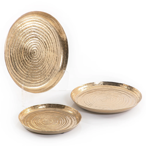 Conjunto de bandeja de servicio de metal con diseño de tres hojas, bandeja de servicio de comida y café de primera calidad de color plateado para restaurante y hogar - Product Image 6