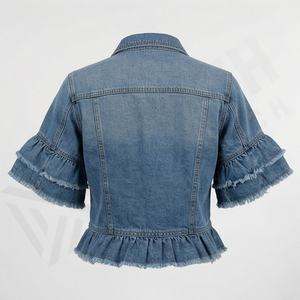 Chaqueta Vaquera de Diseño para Mujer, Algodón Vintage Lavado, Abrigo Informal de Mezclilla, Prenda Exterior Elegante Personalizada, Ropa de Calle de Moda, Top Personalizado - Product Image 2