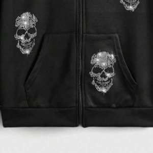 <b>Men</b> Street <b>Zip</b> <b>Hoodie</b> <b>Black</b> Gothic Skull Design Oversized Casual <b>Hoodie</b> Jacket Trendy Winter Wear - Product Image 4