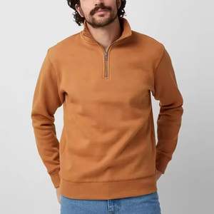 Custom <b>Men's</b> Half <b>Zip</b> Pullover <b>Quarter</b> <b>Zip</b> Solid Color Warmer <b>Fleece</b> 100% Cotton Lined Breathable Sweatshirt for Autumn - Product Image 3