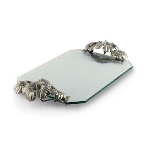 Plateau en verre coloré au Look étonnant de luxe, fini avec des poignées en métal à motif de fleurs pour servir le jus et le café - Product Image 1