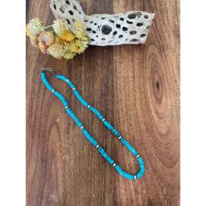 Collier de perles en turquoise de Kingman Navajo et argent sterling, idéal pour un cadeau - Product Image 4