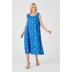 Abito Midi ragazzo lavorato a maglia con scollo a U con Design senza maniche a fantasia taglio asimmetrico - Product Image 2