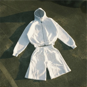 Logo personnalisé Ensemble de survêtements unisexe en éponge française de haute qualité, sweat-shirt et pantalon de survêtement à capuche, survêtements pour hommes - Product Image 6