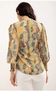 Top de manga larga de crepé ahumado con estampado de animales para mujer, ropa de vacaciones personalizada antiarrugas cómoda para otoño primavera invierno - Product Image 4