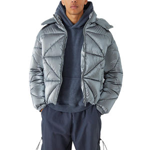 Chaqueta de invierno impermeable personalizada con cuello levantado para exteriores chaqueta acolchada de burbujas de algodón cálido grueso informal para hombres - Product Image 1