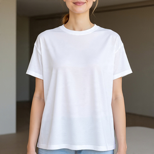 T-shirt d'été surdimensionné femmes en gros 100% coton Polyester T-Shirt dames Jogging épaule tombante T-Shirt femmes - Product Image 1