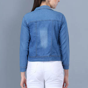 2024 nouveauté haute qualité femmes à manches longues Denim veste XL taille coton rempli tissu prix de gros avec Service OEM - Product Image 4