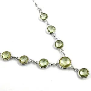 Collier en argent 925 avec perles pour femmes, pierre précieuse citrine, accessoire de mode à porter tous les jours - Product Image 3